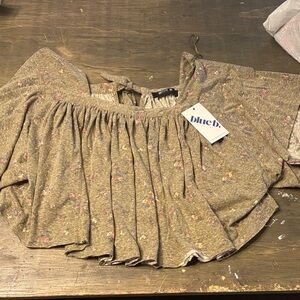 Blue Blush Brown Floral Blouse